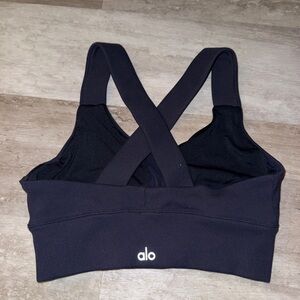 Alo Navy Ribbed Sports Bra Size Small